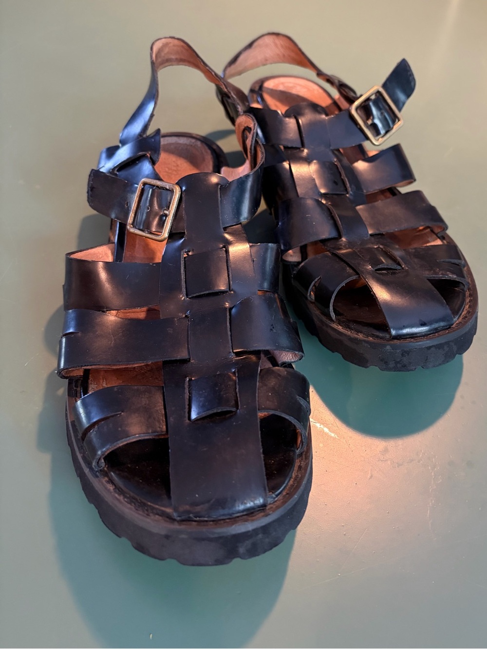 Madewell Black Woven Leather Buckle Sandals